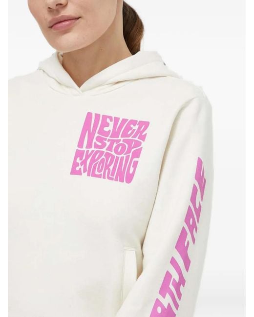 The North Face White Sleeve Print Hoodie