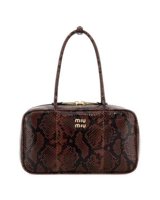 Miu Miu Brown Medium Beau Ayers Printed Leather Shoulder Bag