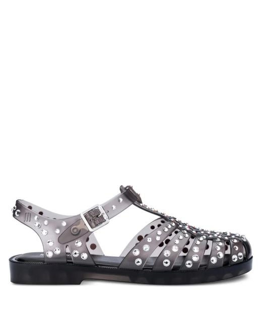 Melissa White Crystal-Embellished Jelly Sandals
