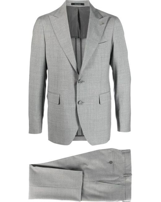 Tagliatore Gray Single Breasted Virgin Wool Suit for men