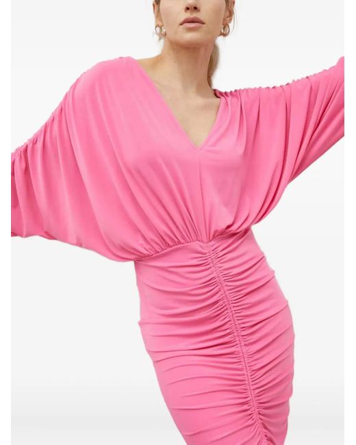 Day Birger et Mikkelsen Pink V-Neck Ruched Mini Dress