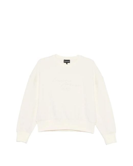 Emporio Armani White Cotton Crewneck Sweatshirt