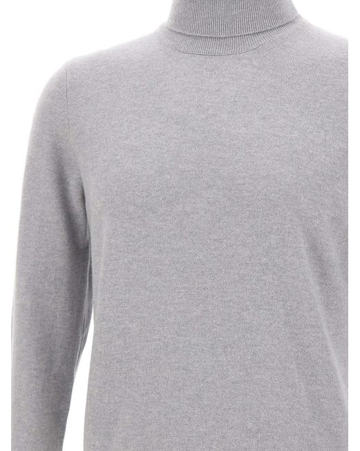 Gran Sasso Gray Ribbed Turtleneck Sweater for men