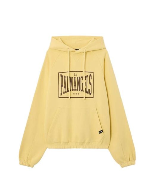 Palm Angels Yellow Box Logo Loose Hoodie for men