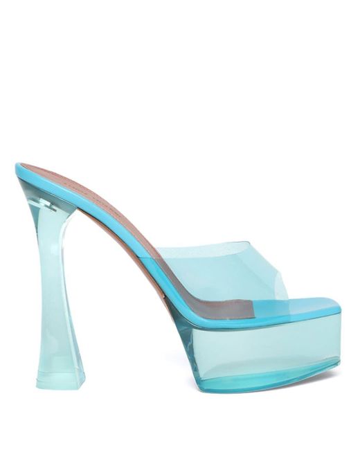 AMINA MUADDI Blue Dalida Glass 135mm Platform Sandals