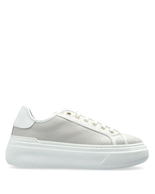 Furla White Textured Leather Platform Sneakers