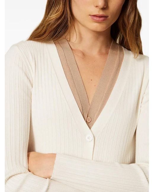 Twinset White Ribbed Trompe L'Oeil Cardigan
