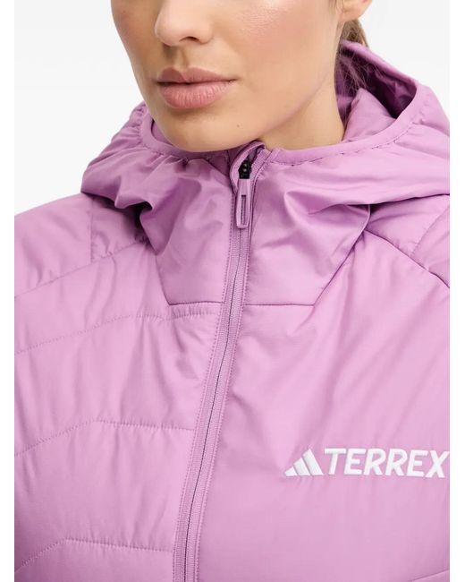 Adidas Pink Quilted Hooded Jacket