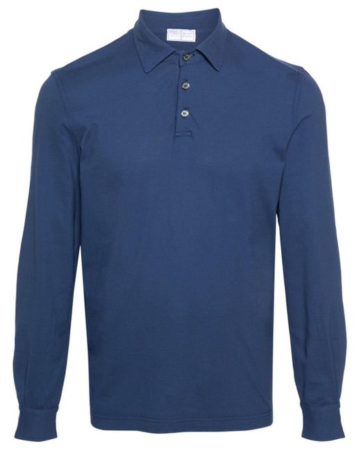 Fedeli Langärmeliges Alby Poloshirt in Blue für Herren