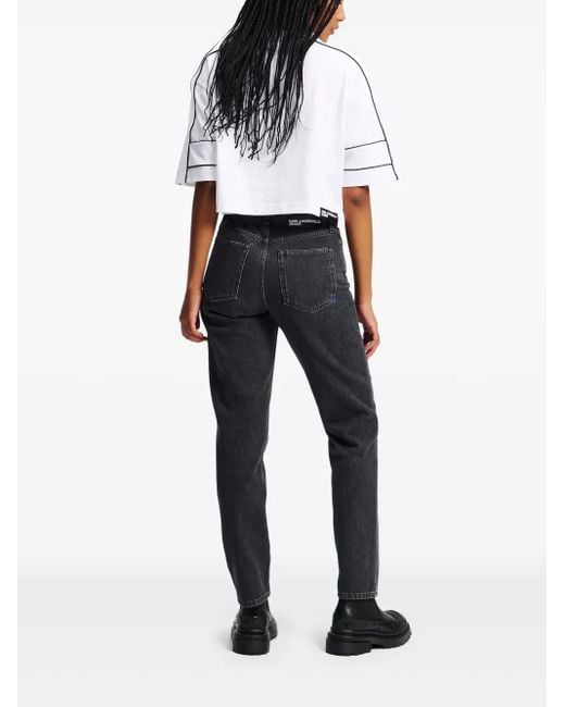 Karl Lagerfeld Blue Logo-Patch Jeans