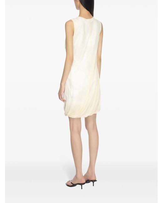 Helmut Lang White Bubble Sheer-Overlay Dress