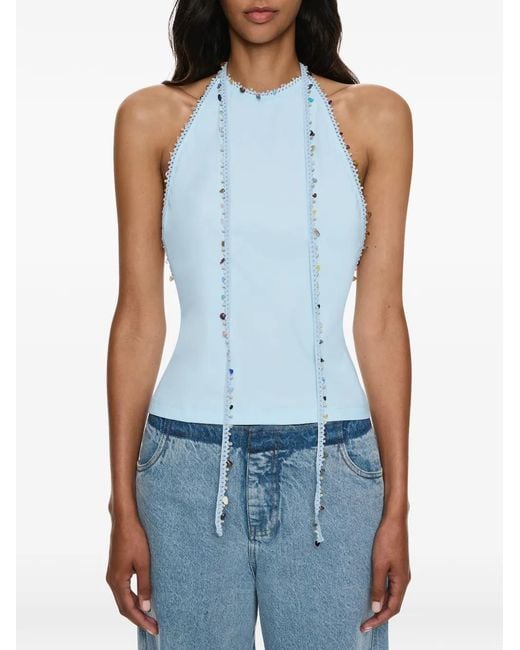 Christopher Esber Blue Beach Quartz Halter Top