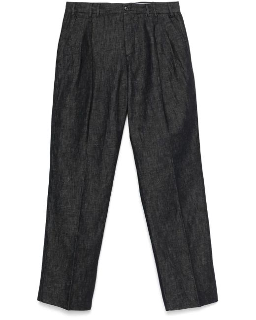 PT Torino Gray Pleated Tailored Trousers for men