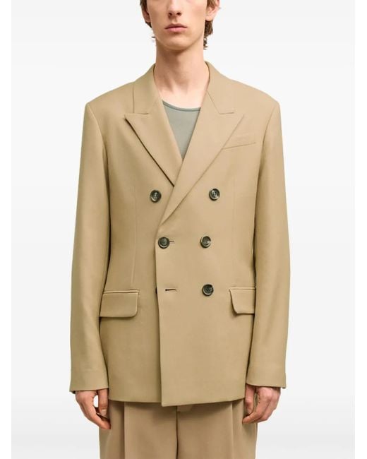 AMI Natural Double Breasted Virgin Wool Blazer for men