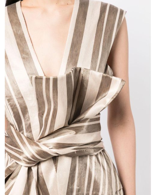 Acler White Wilson Striped Midi Dress