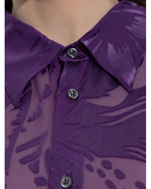 DSquared² Purple Floral Buttoned Shirt