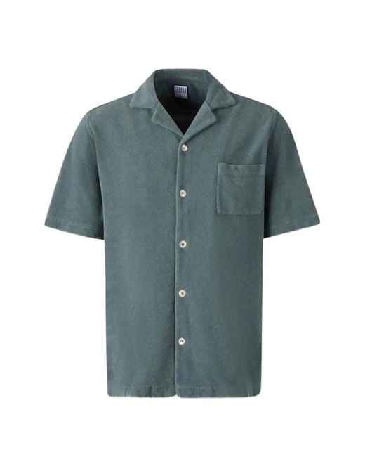 Fedeli Blue Terry-Cloth Shirt for men