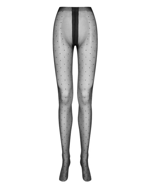 Maison Close Gray Plumetis Glossy Polka Dot Tights