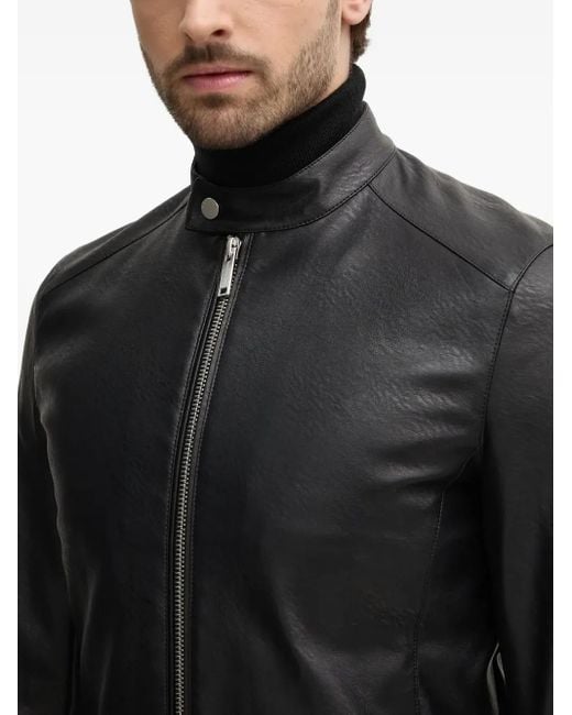 Sisley Black Zip-Fastening Buttoned-Collar Jacket for men