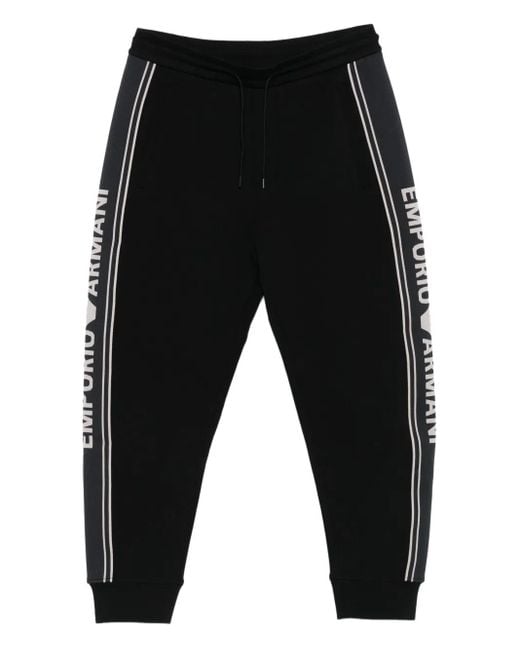 Emporio Armani Black Logo-Detail Track Pants for men