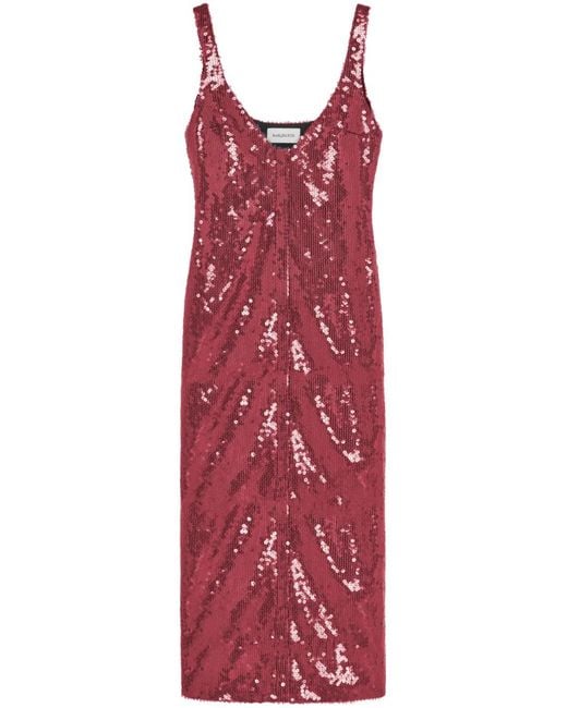 16Arlington Red Kal Sequinned Midi Dress