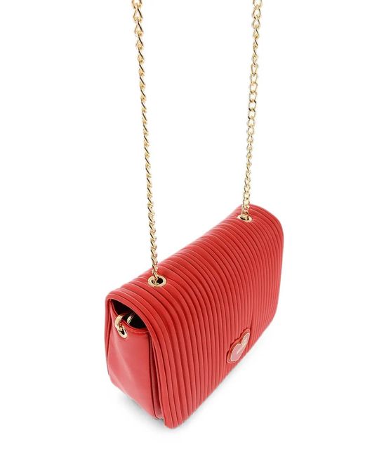 Moschino Red Logo-Patch Crossboy Bag
