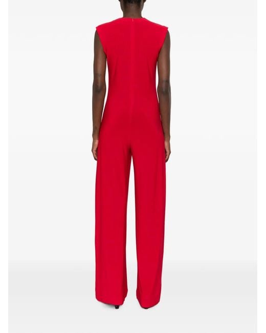 Norma Kamali Red Sleeveless Wide-Leg Jumpsuit
