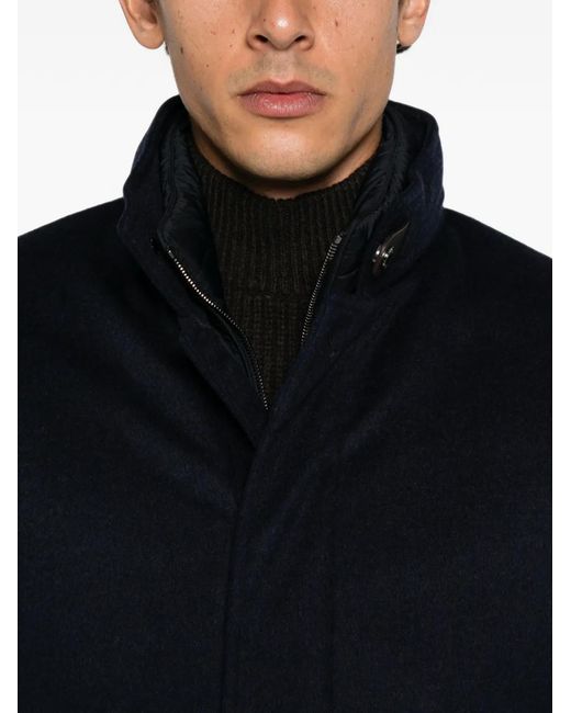Moorer Blue Button-Up High-Neck Jacket for men