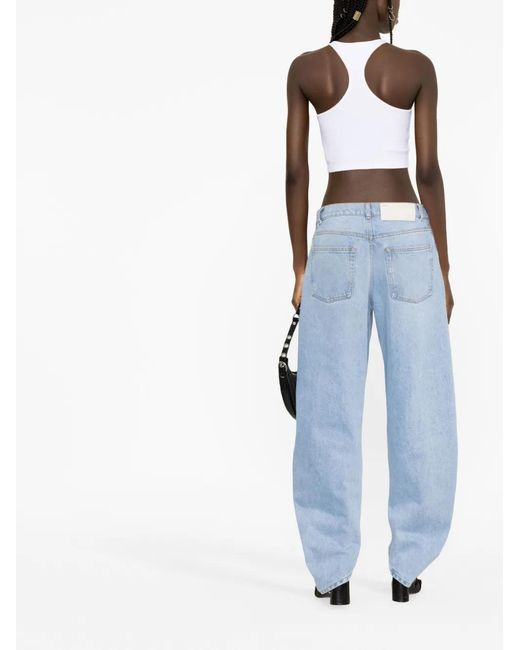 Off-White c/o Virgil Abloh White Crystal-Embellished Logo Crop Top