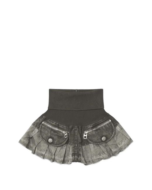 Miss Sixty Gray X Knwls Patchwork Mini Skirt