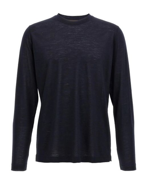 Zanone Blue Crew-Neck Long-Sleeves T-Shirt for men