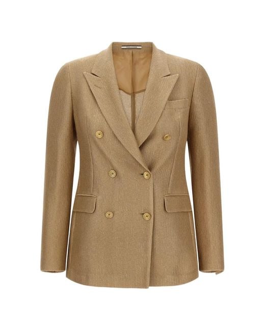 Tagliatore Natural Double-Breasted Peak-Lapels Blazer