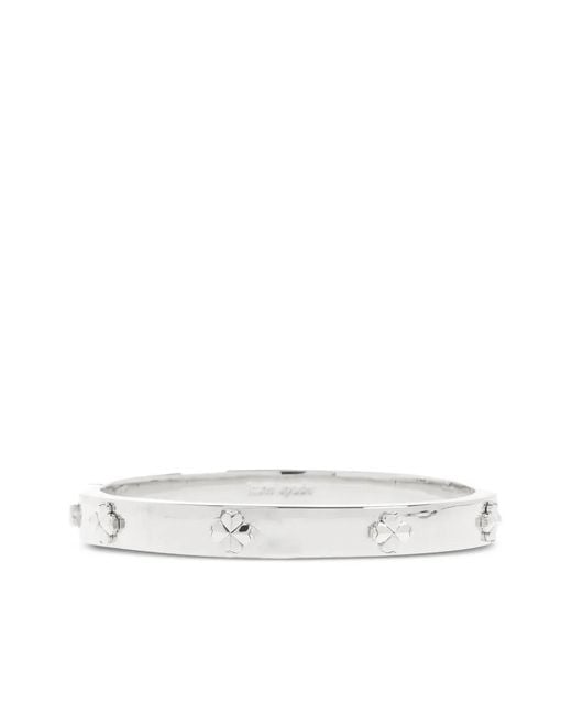 Kate Spade White Clover-Embellished Bangle Bracelet