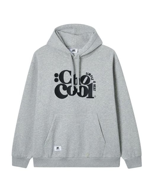 Chocoolate Gray Logo-Print Hoodie for men
