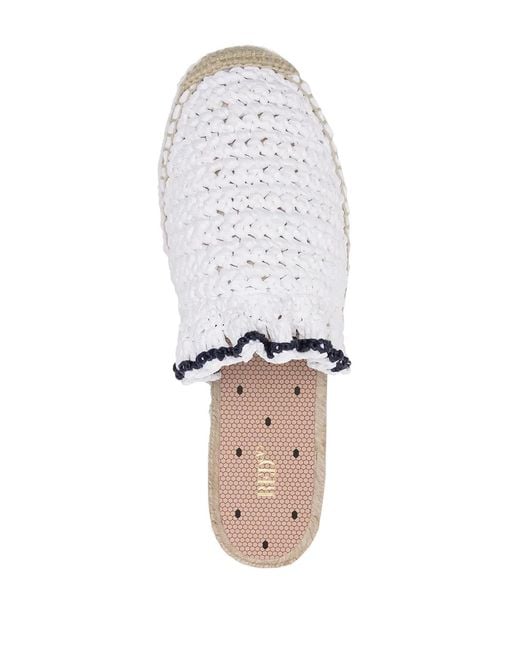 Red(v) White Ruffle Trim Woven Espadrilles