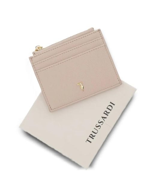 Trussardi Natural Logo Zip Card Holder