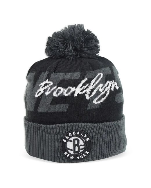 KTZ Gray Brooklyn Nets Cuffed Pom-Pom Beanie Hat for men