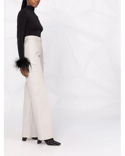 Atu Body Couture Black Feather-Cuff High-Neck Top