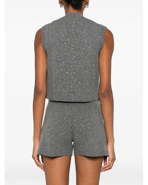Maje Gray Rhinestone Knit Top