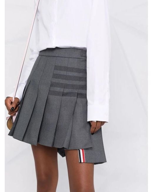 Thom Browne Gestreepte Mini-Plooirok in het Gray