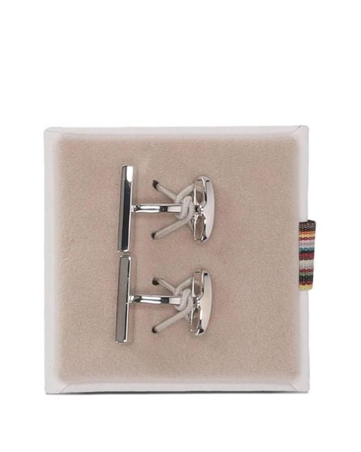 Paul Smith Gray Logo-Lettering Cufflinks for men