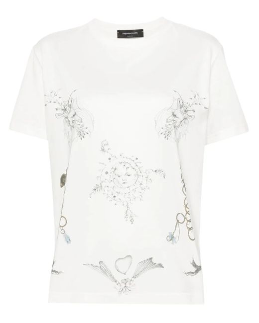 Fabiana Filippi White Fabula-Print Cotton T-Shirt
