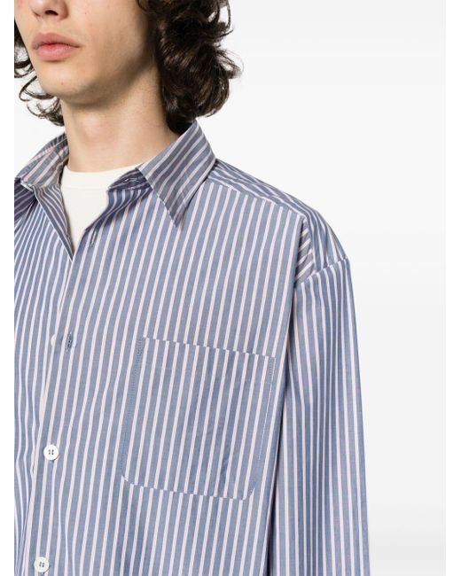 A.P.C. Blue Malo Striped Cotton Shirt for men