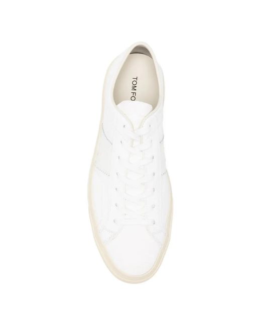 Tom Ford White Lace-Up Sneakers for men