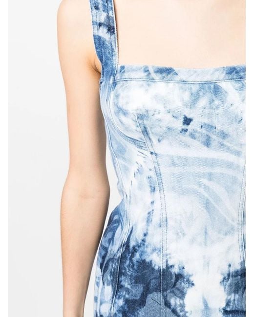 Alberta Ferretti Blue Bleached Denim Mini Dress