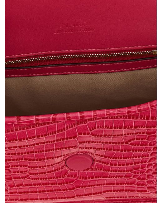 Pinko クロコパターン ショルダーバッグ Pink