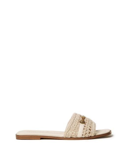Twinset White Crochet Appliqué-Details Sandals