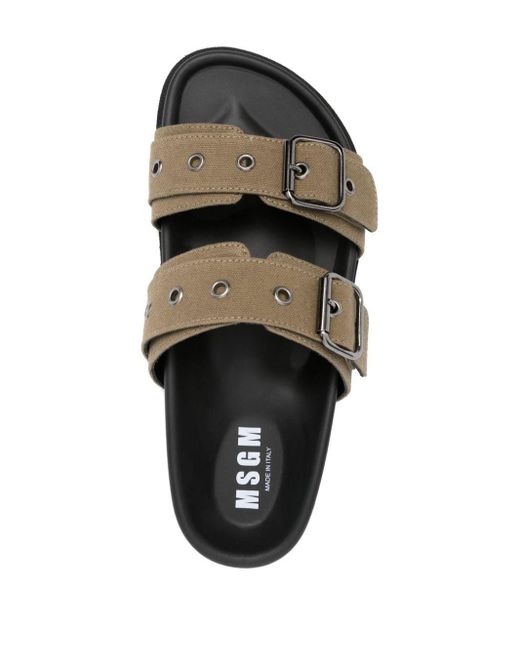 MSGM Green Buckle-strap Sandals