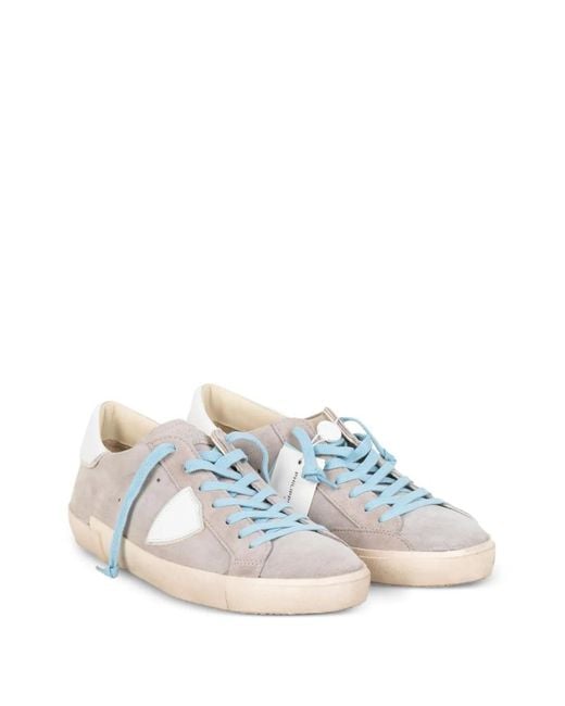 Philippe Model White Logo-Patch Suede Sneakers for men