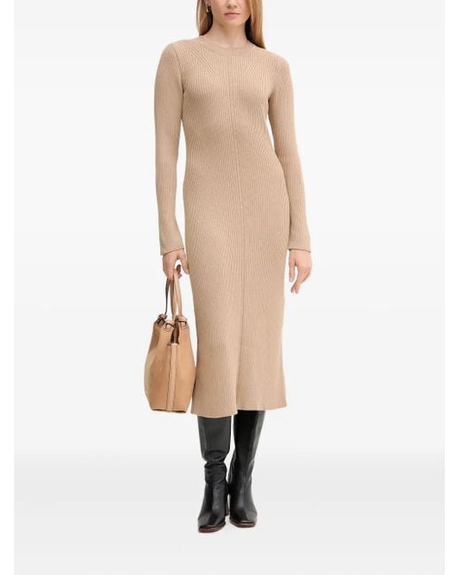 Barbour Natural Ribbed Split Midi Dress